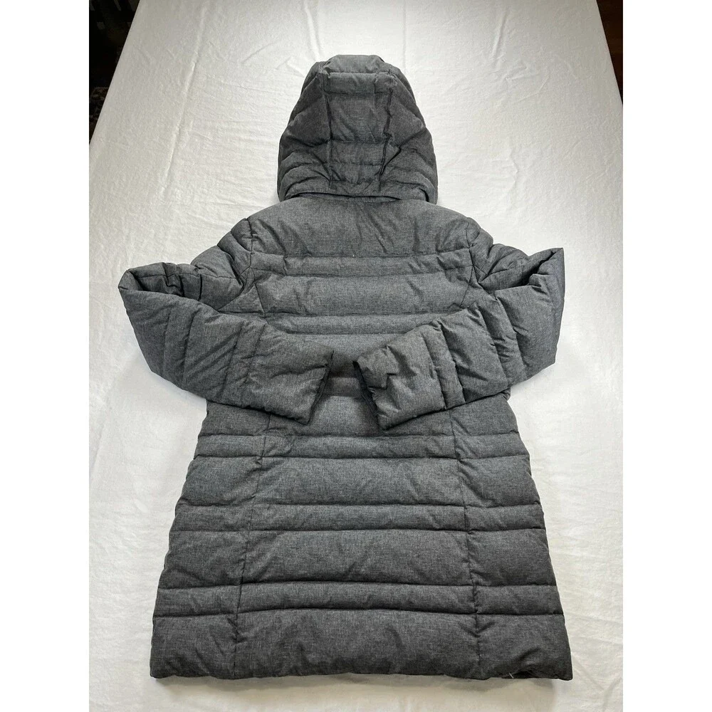 Lands End Women's M 10-12 Grey Quilted Down Puffer Winter Jacket Coat Parka